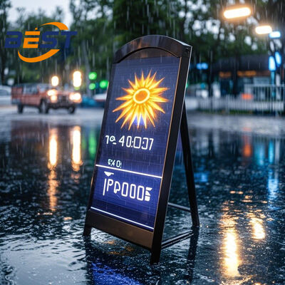 품질  P2.5 Pixel Portable LED Signage All-Weather Metal Frame 4500Nits Brightness 10H Battery Life 공장