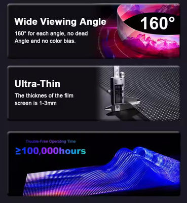 초파늘 3.9mm 디자인 고 투명성 LED 필름 화면 85% 빛 전달력 5000nits 밝기