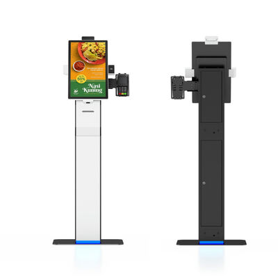 21.5 인치 셀프 서비스 주문 키오스크와 10 포인트 용량 터치 및 바코드 스캐너 소매 약국 POS