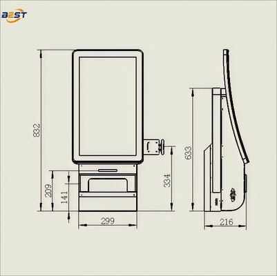 레스토랑용 10포인트 정전식 터치 및 Android POS 시스템을 갖춘 벽걸이형 셀프서비스 주문 키오스크