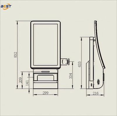 바 레스토랑 소매 안드로이드용 POS 시스템과 함께 벽에 장착 된 셀프 서비스 주문 키오스크