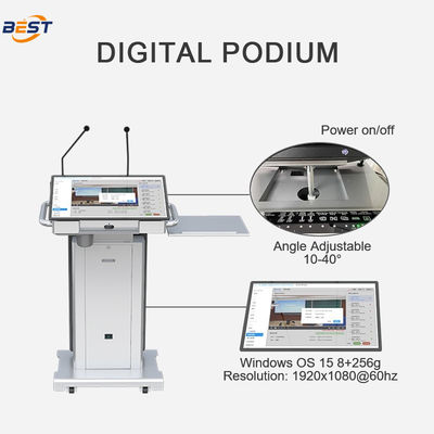 조정 가능한 화면 각도 1920x1080 해상도 및 최대 들어올림 높이 150mm의 스마트 멀티미디어 포디움