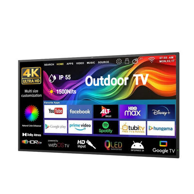 IP66 방수 4K UHD 해상도 및 고휘도 2500-3000cd/m2를 갖춘 실외 TV 상업용 디스플레이