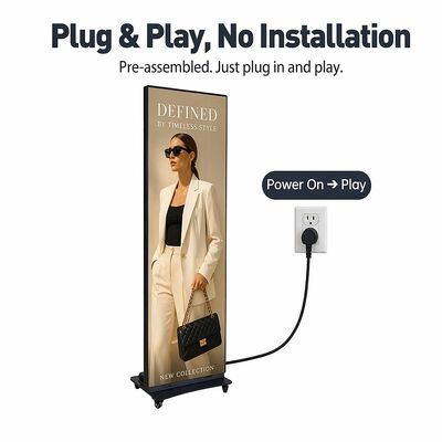 P1.53 휴대용 접이식 LED 포스터 디스플레이 피치 실내 640x1920mm 알루미늄 합금 스탠드