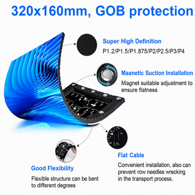 GOB LED 성서 디스플레이 P1.8 IP43 기자 회견 강당을 위한 곡선 가동 가능한 패널 3840Hz 플러그 플레이