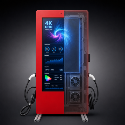 19.2kW AC 레벨 2 EV 충전기 SAE J1772 야외 LCD 광고 디스플레이 OCPP 1.6J 80A 미국 표준