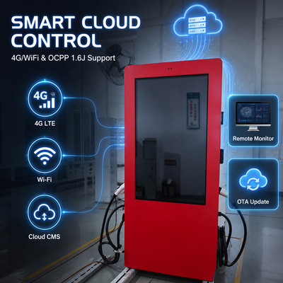 19.2kW AC 레벨 2 EV 충전기 SAE J1772 야외 LCD 광고 디스플레이 OCPP 1.6J 80A 미국 표준