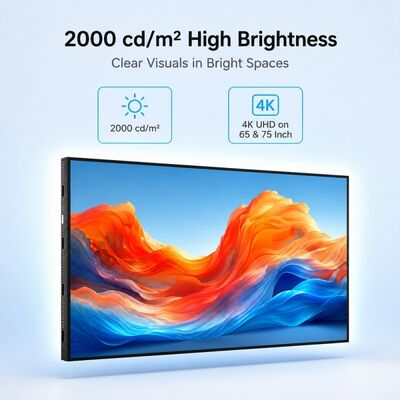 43 49 55 65 75 인치 벽에 장착 된 라이트 박스 화면 4K 안드로이드 광고 디스플레이 2000 니트