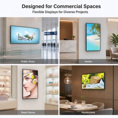 43 49 55 65 75 인치 벽에 장착 된 라이트 박스 화면 4K 안드로이드 광고 디스플레이 2000 니트