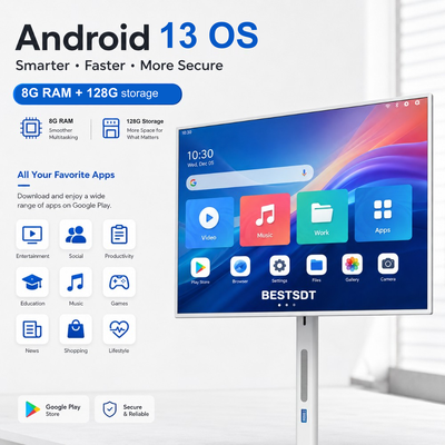 32인치 안드로이드 13 배터리 가동 모바일 스마트 스크린 터치 디지털 사이니지 4K IPS 8GB 128GB