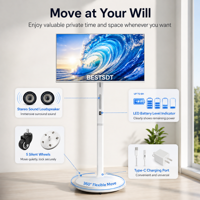 32인치 안드로이드 13 배터리 가동 모바일 스마트 스크린 터치 디지털 사이니지 4K IPS 8GB 128GB